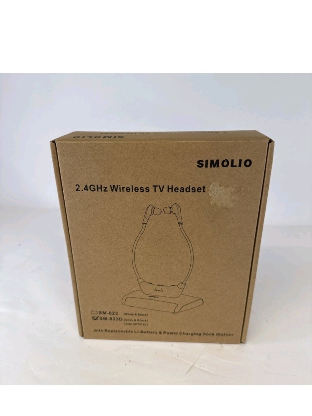 SIMOLIO 2.4GHz Wireless TV Headset - Brown Kraft Packaging